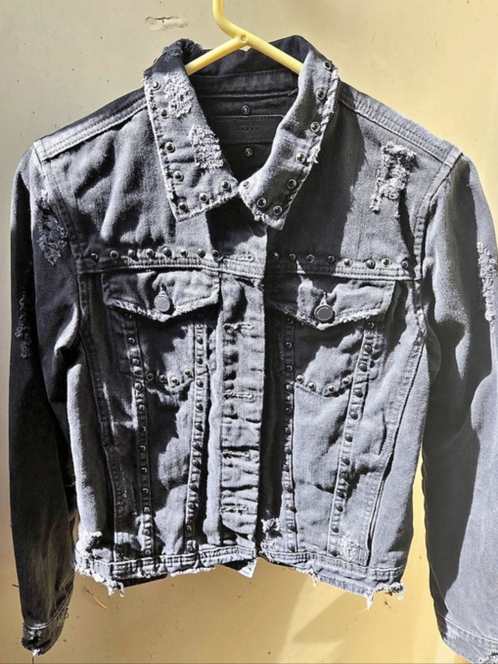 BLANKNYC Studded Black Distressed BlackDenim Jacket